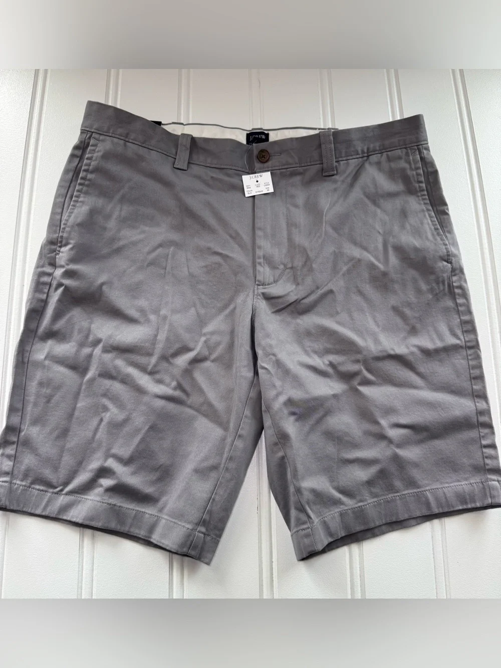 J.Crew Mens Gray Cotton Flex Rivington Flat Front Chino Shorts 36 NEW